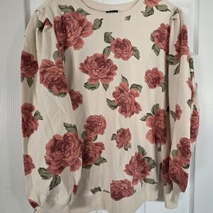 Torrid Cream Crewneck Sweatshirt with Ribbed Neckline